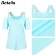 thumbnail image 6 of Women's Summer Off Shoulder Shirt Short Sleeve Lace Top Fashion V-Neck Strapless Blouse, 6 of 7
