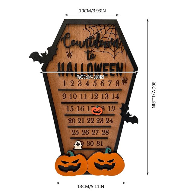 Calendario de Adviento de madera para Halloween, cuenta atrás, Casa Encantada, adornos navideños, decoración de fiesta en casa