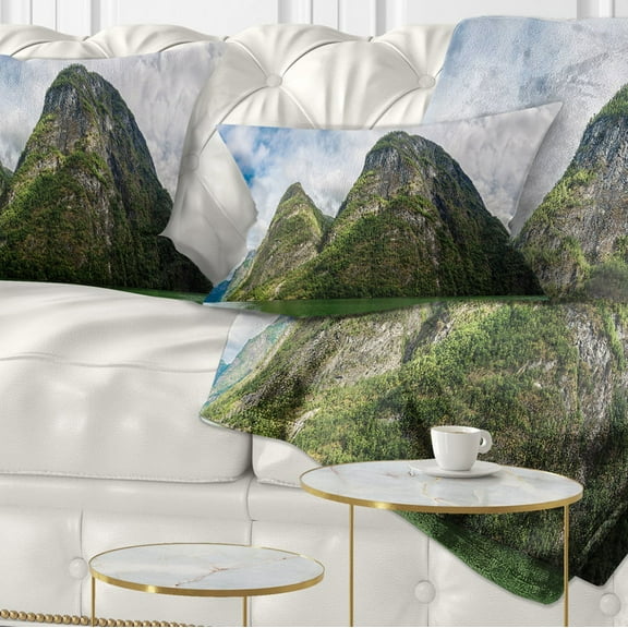 Designart View to Sognafjord in Norway - Landscape Photography Throw Pillow - 12x20