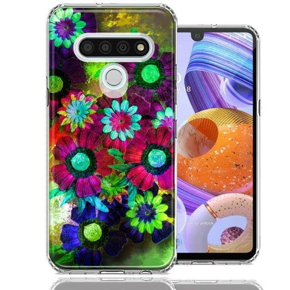 MUNDAZE For LG Stylo 6 Colorful Daisies Design Double Layer Phone Case Cover