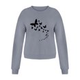 thumbnail image 3 of Womens Dressy Tops Winter Fall Comfy Crew Neck Long Sleeve Dolman Off the Shoulder Butterfly Print Polyester Hoodies Sweatshirts(Grey,XL), 3 of 4
