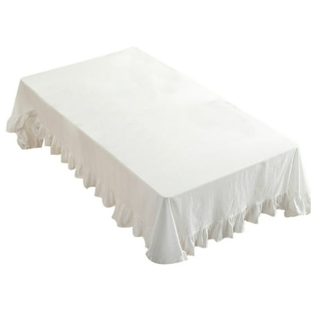 

Cotton linen Flounce Tablecloth for Wedding Birthday Party Decor Washable Table Cover Modern Farmhouse Coffee Tablecloth White 100*140CM