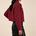 thumbnail image 5 of cocolona Jackets for Women Solid Color Lapel Long Sleeve Crop Coat Loose Casual Zipper Fall Winter Outerwear, 5 of 7