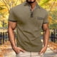 thumbnail image 1 of Blusa y camisa de manga corta con cuello vuelto para hombre, estilo casual, de color liso, con solapa, mangas, cuello redondo, botones y bolsillo., 1 of 7