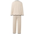 thumbnail image 2 of Pajamas for Women Trendy Long Sleeve Button Down Pant Womens Sleepwear,Beige,M, 2 of 5