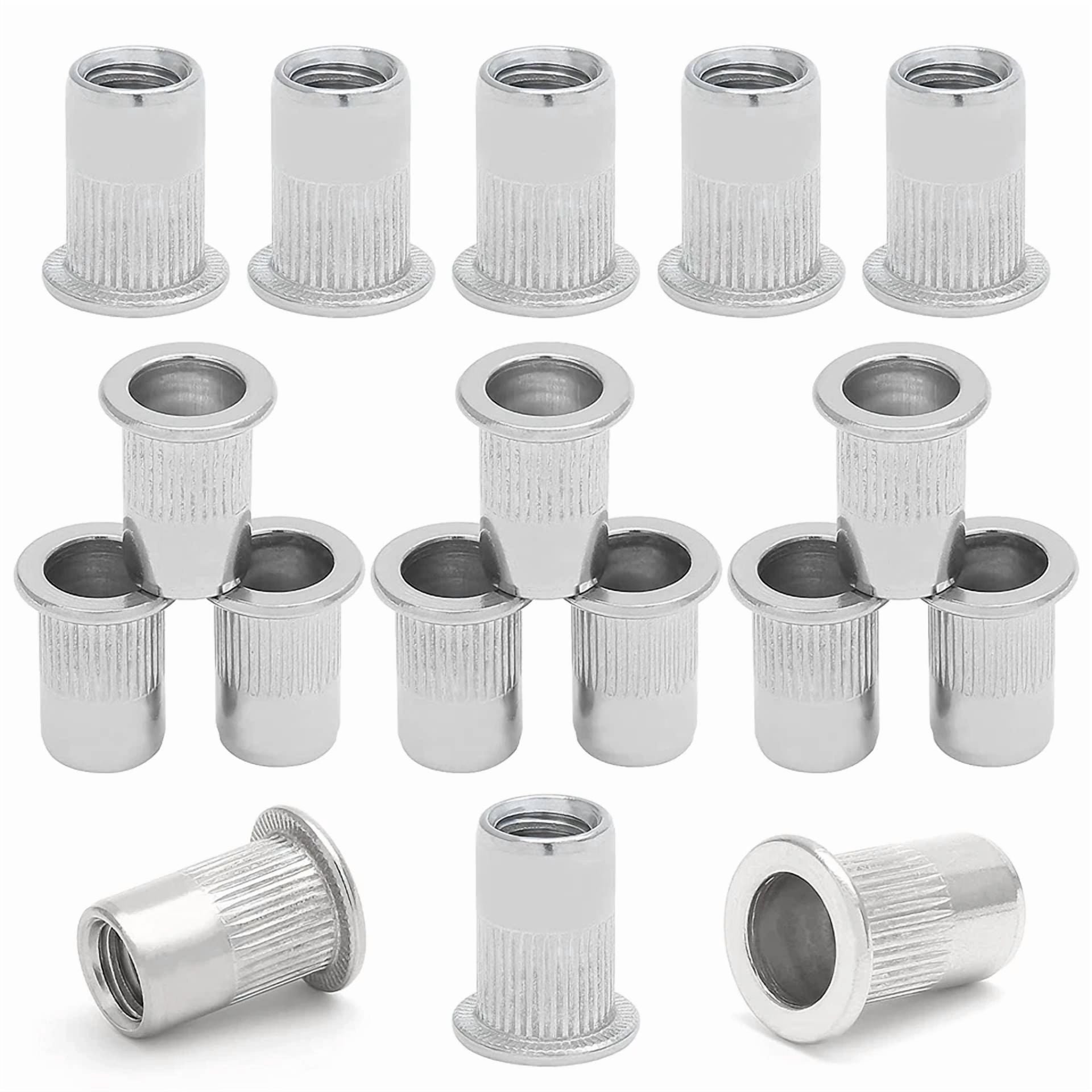 CIRCLE- 50Pcs M6 Stainless Steel Threaded Insert Rivet Nut M6-1.0Mm Rivnuts Flat Hea