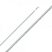 14K White Gold 2.7mm Cuban Concave Chain : 22"