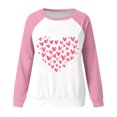 thumbnail image 3 of Cameland Rabais Saint-Valentin Femmes Mignon Rouge Cœur Graphique T-Shirts Raglan Manches Longues Col Rond Chandails en Molleton Ample Décontracté Tops Rose, 3 of 3