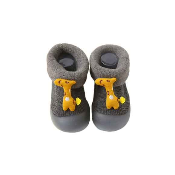 UKAP Girls Boys Floor Slippers Rubber Sole Sock Shoes Prewalker Socks Bedroom Slipper Breathable Home Shoe Dark Gray 5C