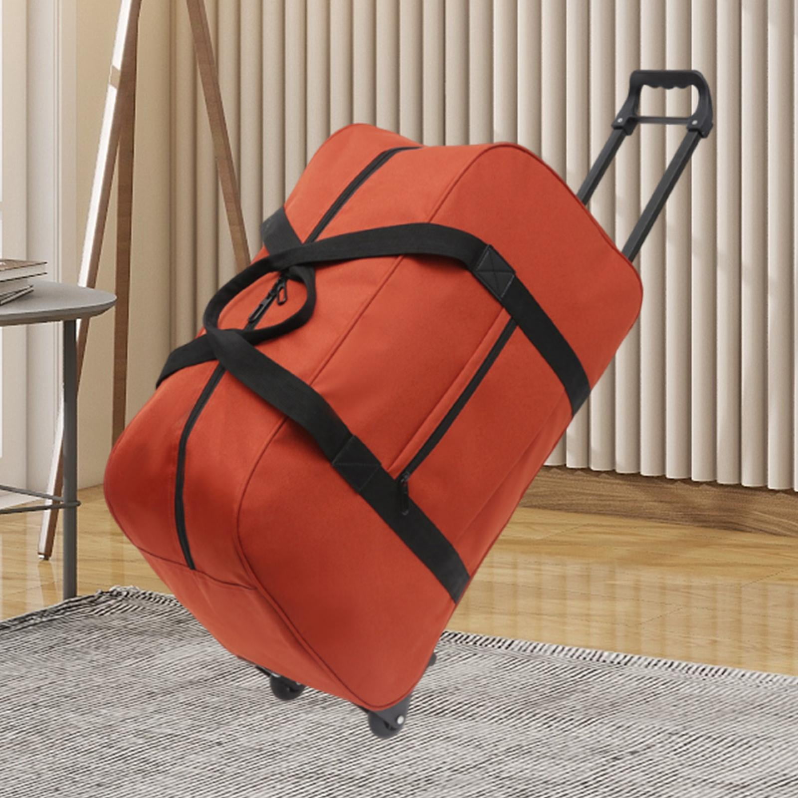 Wzmzjy Wheeled Duffel Bag Suitcase Telescoping Handle Handbag Men Women Multifunctional orange