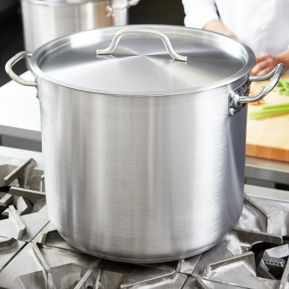 Update International SPS-32 32 Qt. Heavy-Duty Stainless Steel Stock Pot with Cover