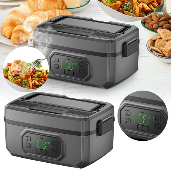uvwlwu Portable USB Rechargeable Food Warmer Large Capacity Lunch For Camping Hiking Students Workers(Black)