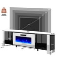 thumbnail image 3 of VANACC Fireplace TV Stand, 70" Entertainment Center LED Lights, U-Shaped Legs, Black & White, 3 of 7