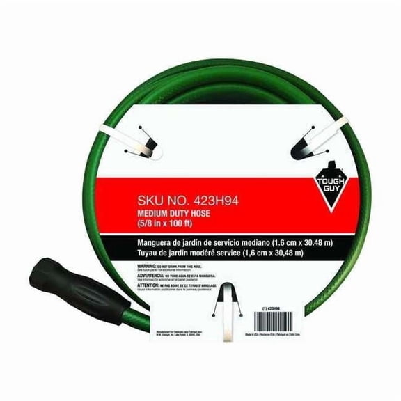 TOUGH GUY 423H94 Water Hose,Cold,PVC,100 ft.,Green