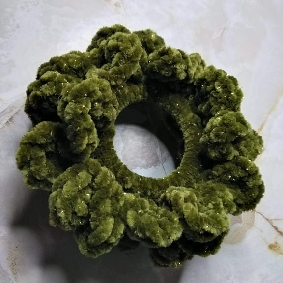 Nylo & Co. Velvet Scrunchie in Olive Green Gold Shimmer - Set of 2
