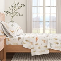 Great Bay Home Lodge Flannel Sheet Set - 100% Turkish Cotton - Double Brushed - King, Roaming Animals