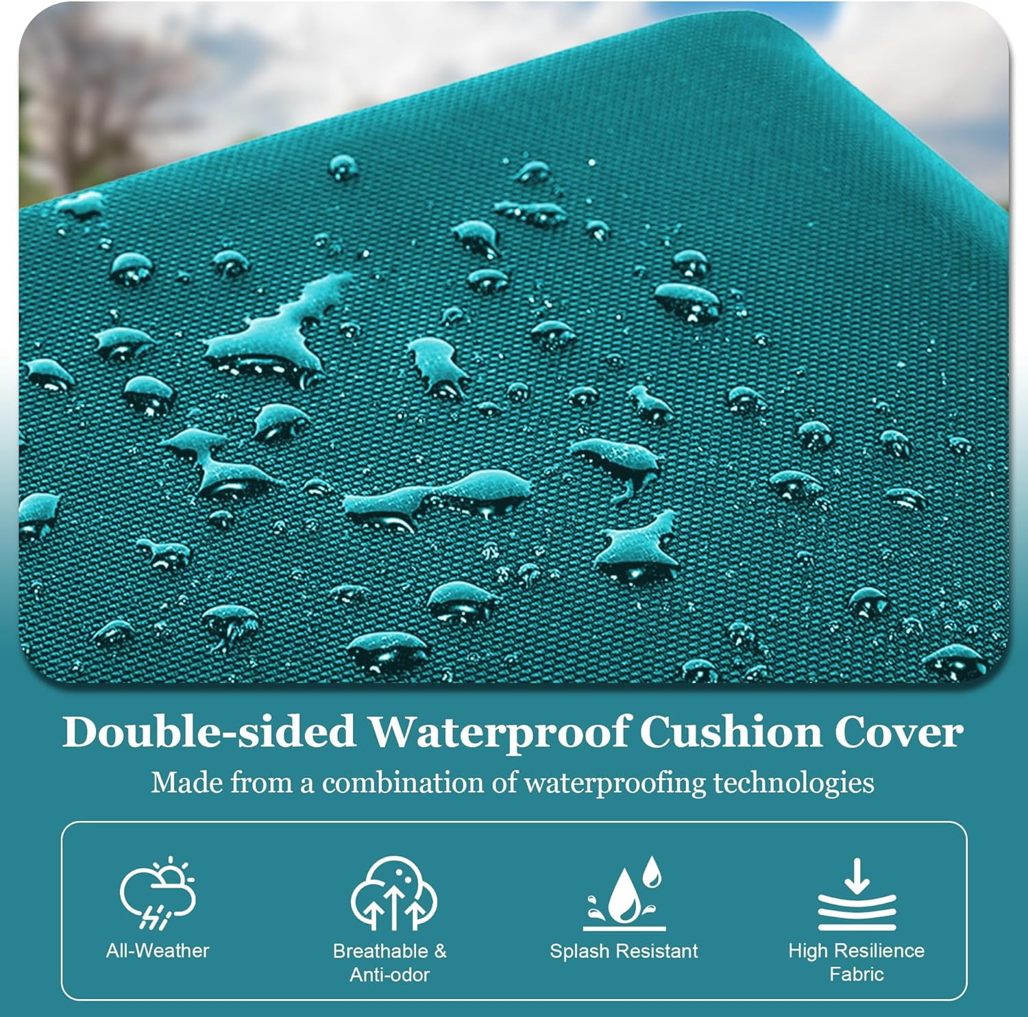 Waterproof 3-Piece Patio Sofa Cushion Cover Set - Replacement Covers for Outdoor Wicker Furniture, Bench & Seat Cushions with 4pcs Throw Pillow Cover