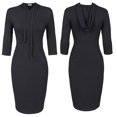 thumbnail image 5 of L Mujer Otoño Mangas 3/4 Vestido Con Capucha Midi De Color Sólido Simple Bolsillo Canguro Slim Fit Hasta La Rodilla Jersey Informal Sudadera Ropa De Calle Tallas Grandes Xs, 5 of 5