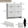 thumbnail image 3 of FANRAL Shoe Cabinet with 4 Flip Drawer & 2 Storage Drawer,Farmhouse Narrow Shoe Rack with Adjustable Shelve & Hook for Entryway,Hallway,White, 3 of 8