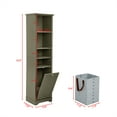 thumbnail image 3 of 64" Tall Bathroom Cabinet Slim Narrow Bathroom Floor Cabinet with 4 Adjustable Shelves And 1 Laundry Hamper For Living Room, 3 of 9