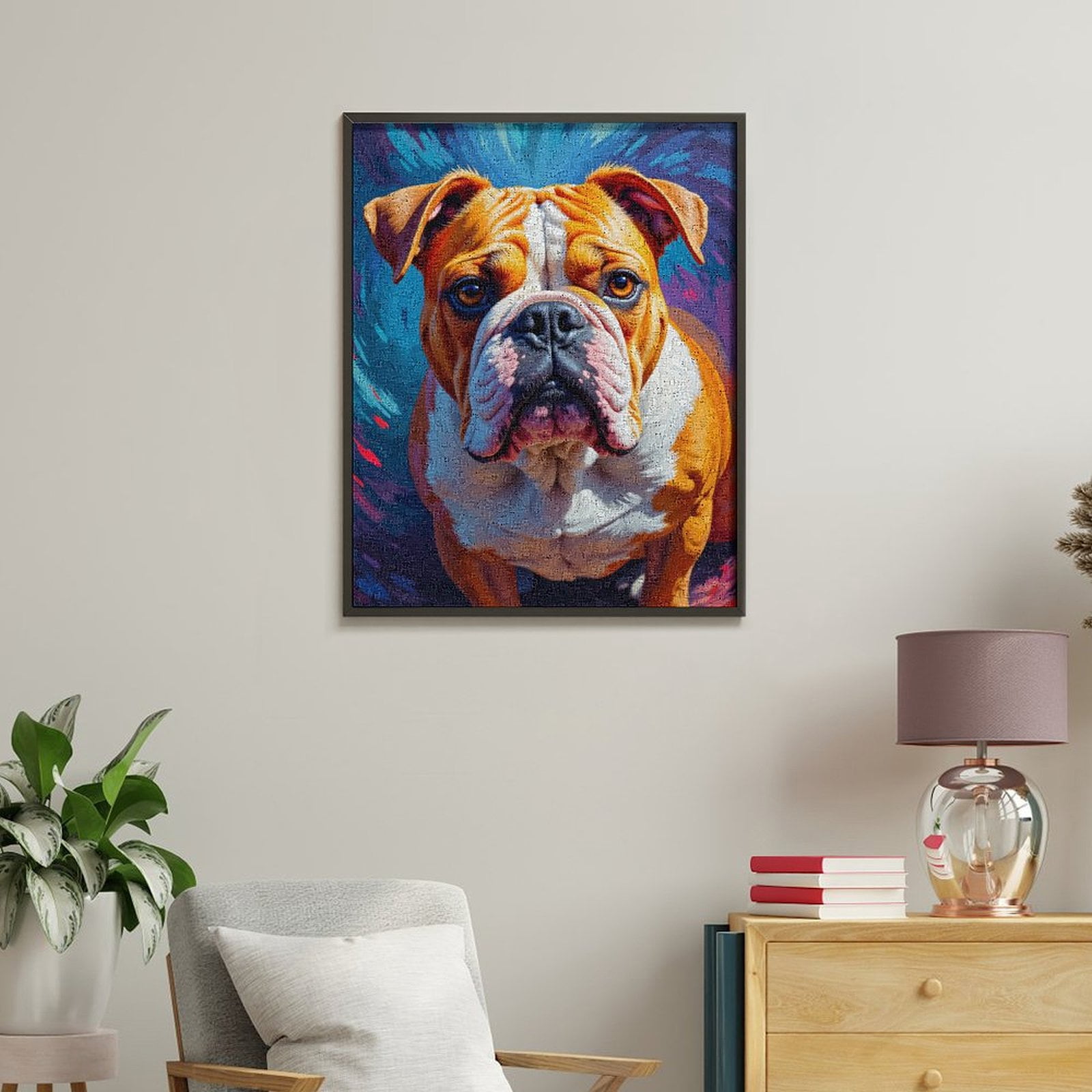 Paint By Numbers Kit for Adults Beginner - DIY Dog Art Colorful Portrait Bulldog Canvas Painting Kits for Adults, Frameless Paint By Number for Adults for Home Wall Decor 16x20 Inch