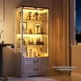 thumbnail image 7 of FREDEES Display Cabinet with Glass Doors,67" Adjustable Display Shelf with 2 Drawers and 4 Tier Curio Cabinet,Tall Bookcase with 3 Color Lights and Human Body Sensor for Toys,Books（White）, 7 of 7