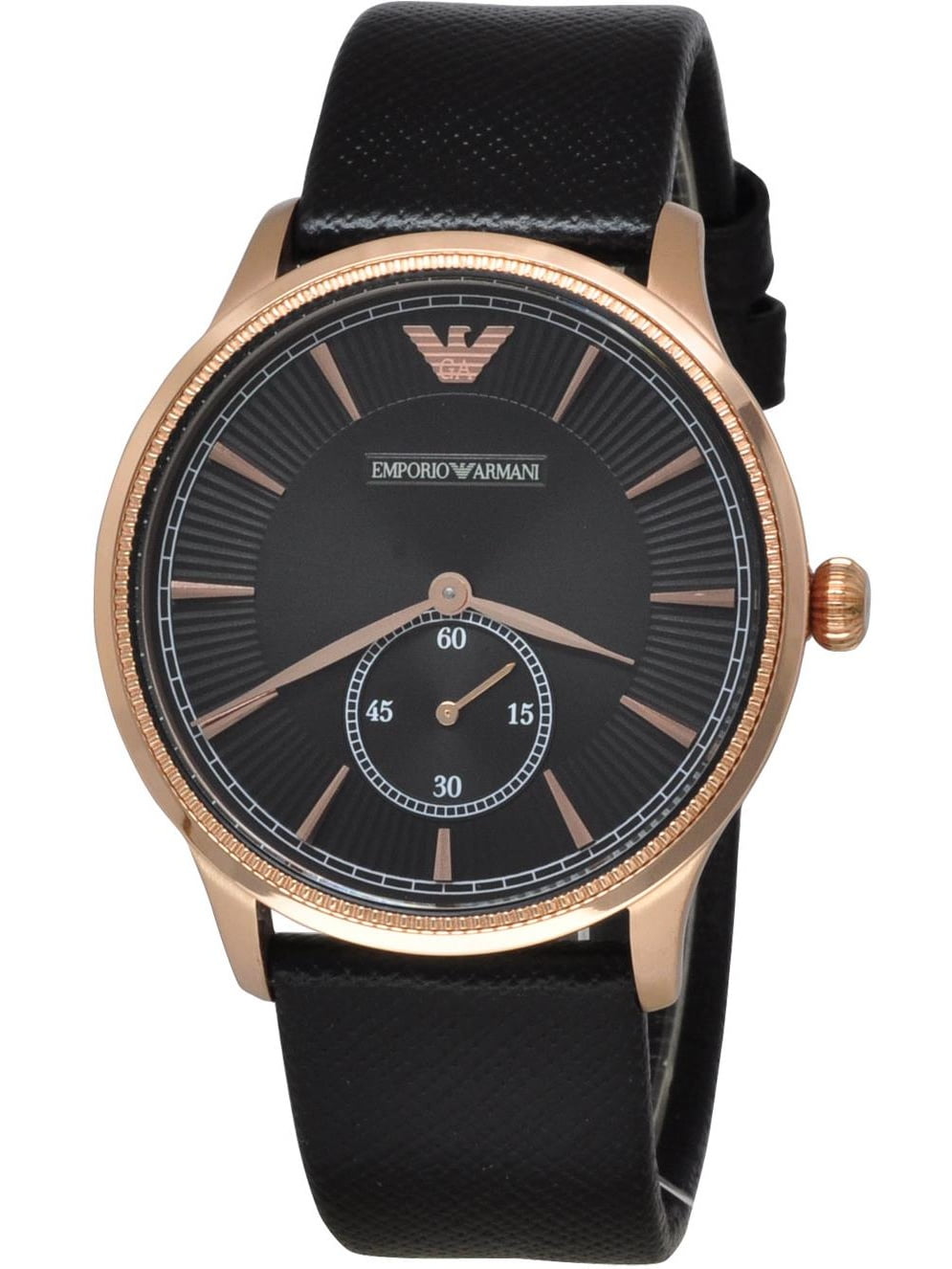 Emporio Armani Men's 38mm Black Leather Band Steel Case Quartz Analog Watch  AR1798 