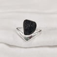 thumbnail image 2 of Natural Black Tourmaline Ring, Rough Tourmaline Ring, October Birthstone, V Crown Band, 925 Sterling Silver, Womens Ring, Christmas, Thanksgiving, Handmade, Statement Jewelry, Raw Gemstone Jewelry, 2 of 5