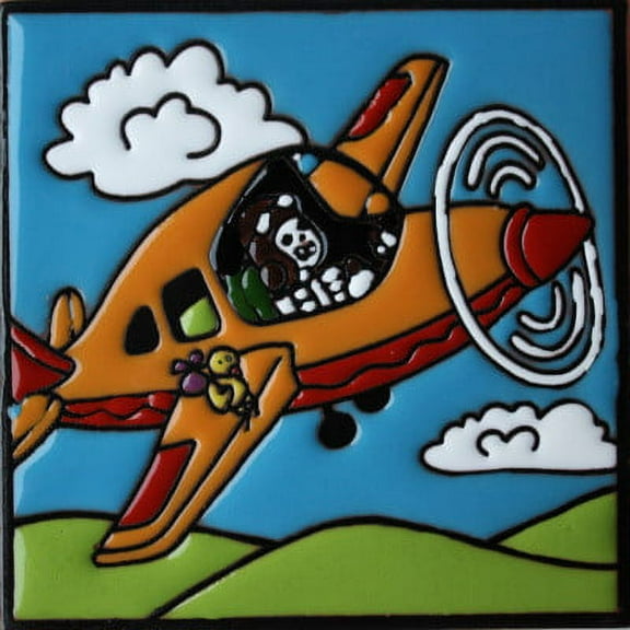 6x6 The Pilot. Day-Of-The-Dead Clay Tile