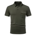 thumbnail image 4 of Dagugfen Dress Shirts for Men Collared Neck Short Sleeve Quarter Button Suit Shirts Business Workwear Pullover Tops with Pocket, 4 of 8