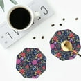 thumbnail image 4 of Yiaed Floral Print Leather Coasters for Drinks - Cup Coasters Coffee Table Kitchen Table Bar, Home & Office Gifts Handmade Drink Coasters-Octagon, 4 of 6