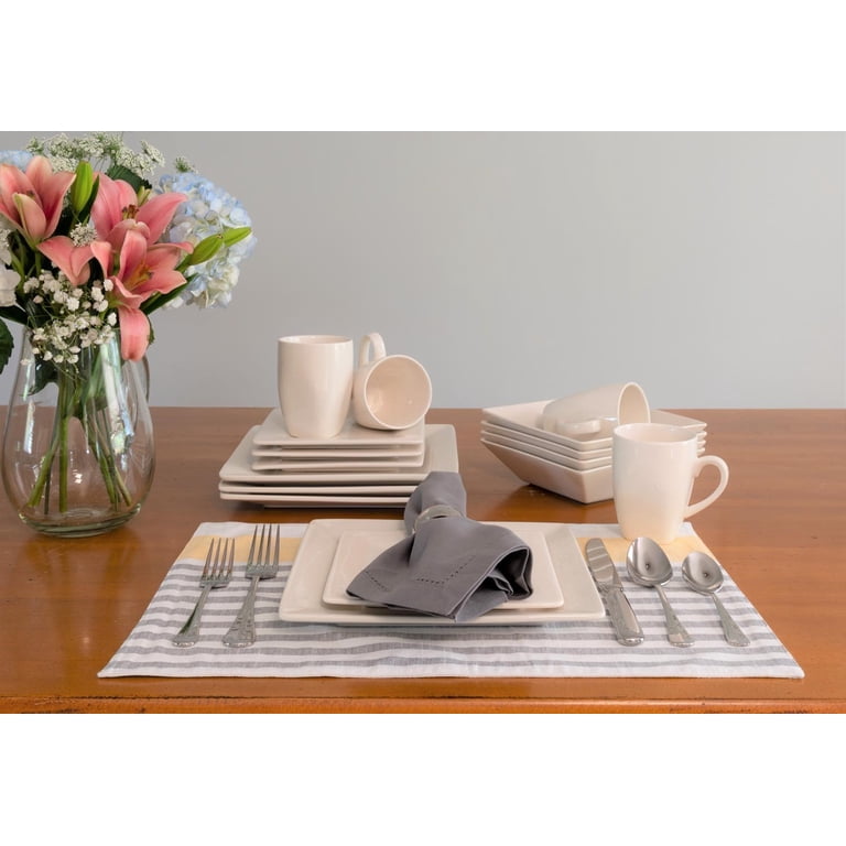 10 Strawberry Street Nova Square 16-Piece Stoneware Dinnerware Set