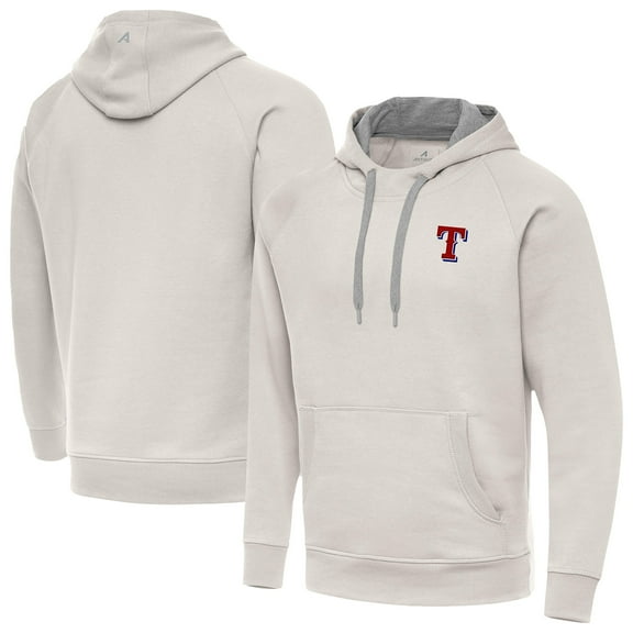 Men's Antigua Cream Texas Rangers Victory Pullover Hoodie