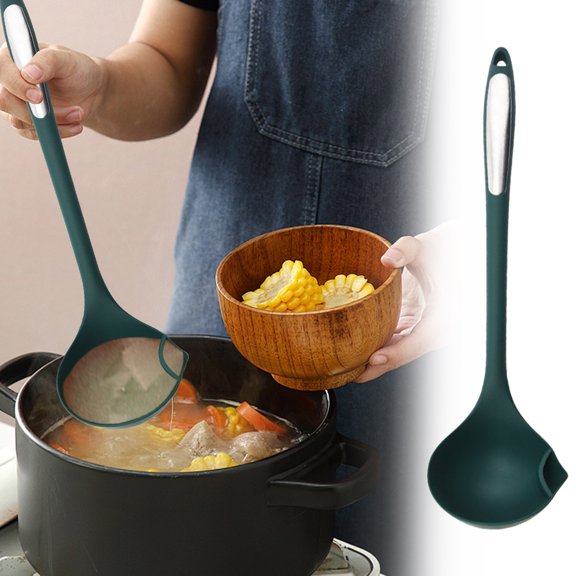 HongHeng Kitchen Oil Separator Soup Ladle Silicone Fat Separator Grease Ladel Separater Oil Filter Spoon for Cooking and Serving Spoon for Soup Strainer Gravy Salad Dressing