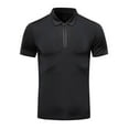 thumbnail image 4 of AHTJRT Mens Casual Quarter Zip Short Sleeve Stretchy Tees T Shirts Black L, 4 of 4