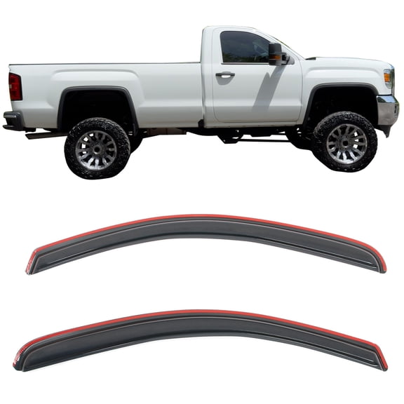 Ikon Motorsports In-Channel Window Visors for 2014-2019 Chevy Silverado 1500 2500 3500 HD Standard Cab Acrylic Smoke Sun Rain Guard 2PCS