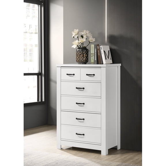 Cterwk 5 Drawer Chest Dresser with Handle, Perfect for Living Room, Office, Bedroom, White