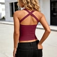 thumbnail image 5 of Fewfanhot Womens Tops Ribbed Crop Backless Going Out Cami Slim Fit Tank Top, 5 of 6