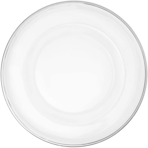 Simply Elegant Slim Metallic Rim Glass Charger Plate | Service Plate for Parties, Dinner, Weddings, Quinceaneras and Events | 13 inch Diameter | Silver - Gloss Finish | Set of 8
