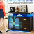 thumbnail image 6 of 40" Sideboard Buffet Cabinet with Charging Station, Auto Sensor Kitchen Storage Cabinet with RGB 24 Color Lights, Coffee Bar Station for Living Room (Black), 6 of 14