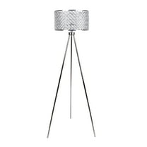 58.5" Polished Nickel Metal Floor Lamp w/ Tripod Base Design & Crystalline Metal Shade