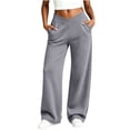 thumbnail image 4 of Ovbmpzd Loose Pants Yoga Wide-Leg Gray Active High Wasited Leggings Casual Tummy Control Leggings With Pockets,XL, 4 of 6