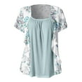 thumbnail image 4 of Kayannuo Blouses pour Femmes Liquidation Tee-Shirts pour Femmes Saint-Valentin Été Décontracté Imprimé Col Rond Manches Courtes Hauts Blouses Amples, 4 of 5