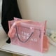 thumbnail image 5 of Bolsos de mano para mujer, verano 2024, nuevos bolsos de diseñador de lujo, bolso grande transparente para la playa, bolso de compras, bolso grande cuadrado, 5 of 5