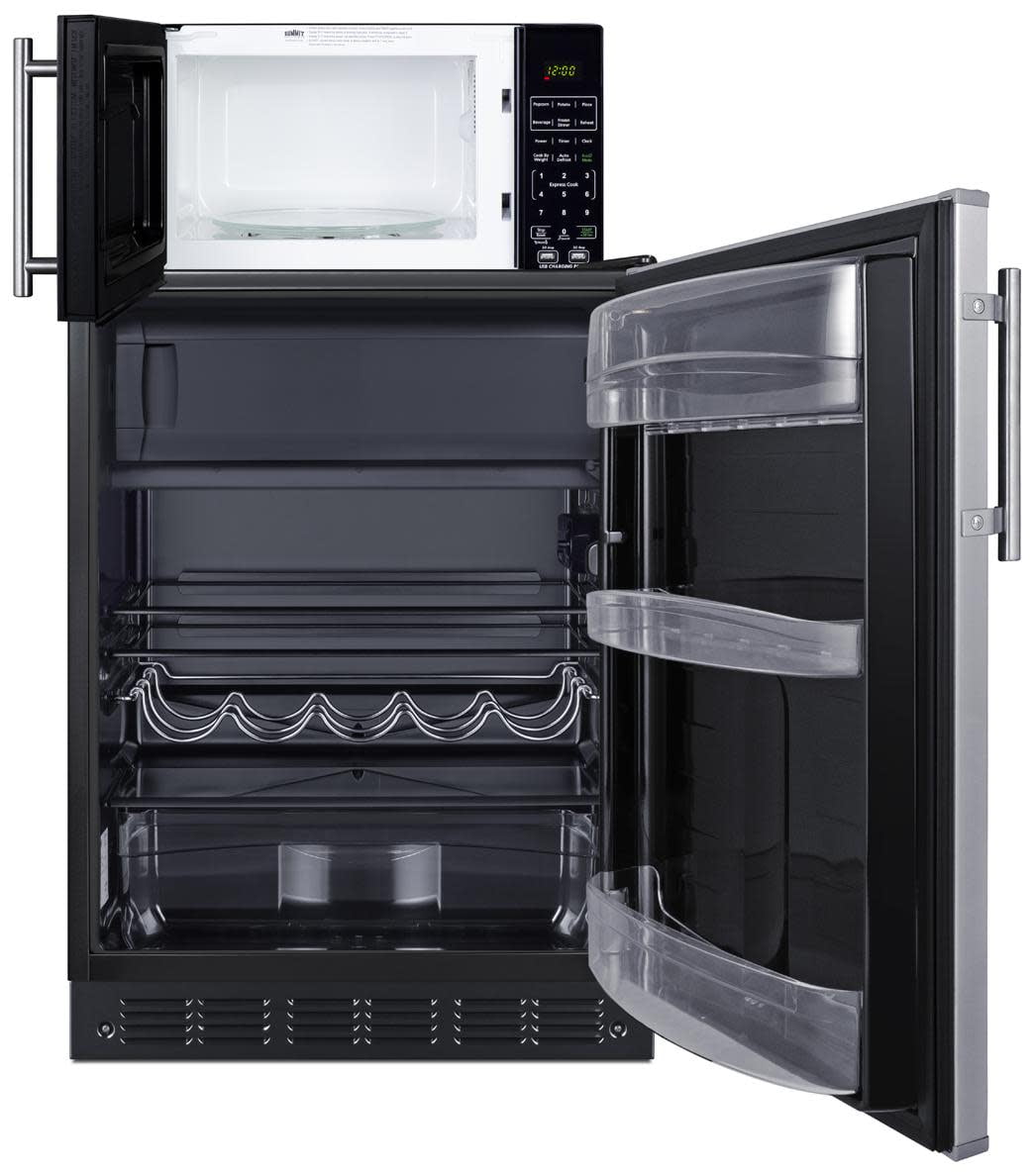 Combination refrigerator-freezer and microwave