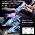 thumbnail image 3 of Cordless Handheld Vacuum, 20000Pa Brushless Motor, 3-Speed Dual Suction, LED Light, Smart Display, One-Click Dust Empty, Multi Nozzles, Washable Filter, Type-C Rechargeable for Car, Office & Pet Hair, 3 of 6