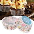 thumbnail image 3 of MesaSe 100Pcs Cupcake Liners Food Grade Oil-proof High-Temperature Resistant Non-Fading Exquisite Pattern Decorative Paper  Themed Cupcake Liners Muffin Baking Cups for Bakery, 3 of 8