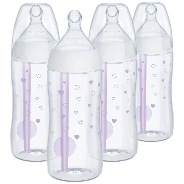 Biberón NUK Smooth Flow Pro anticólico, 300 ml, paquete de 4 unidades, para niña