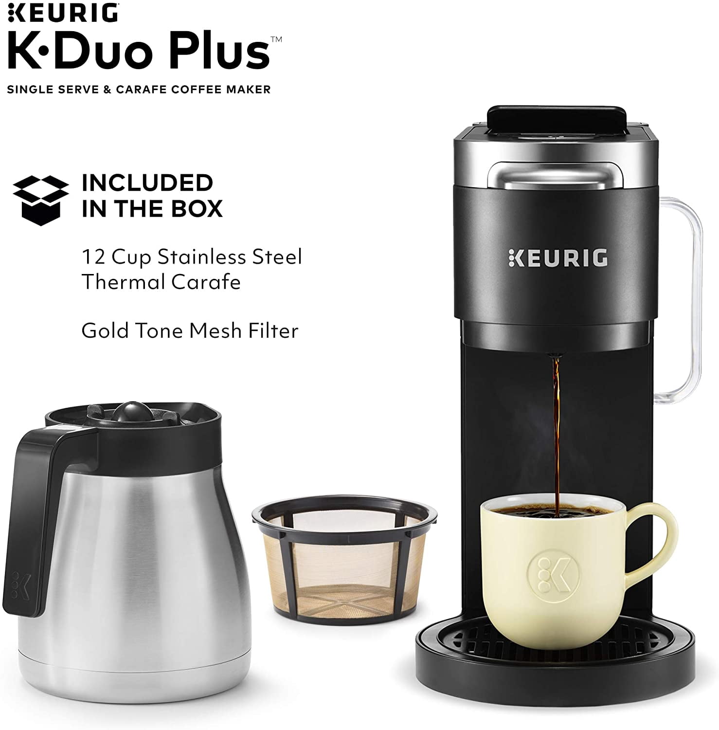Keurig K-Duo Plus Coffee Maker, with Single Serve K-Cup Pod and 12 Cup Carafe Brewer, Black
