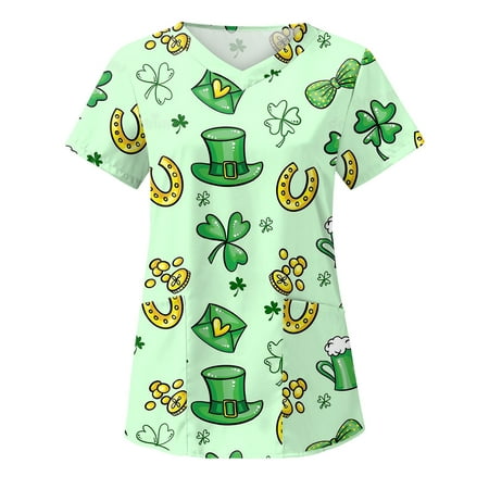 

Dtydtpe Women Casual Summer Tops Three Quarter Sleeves Crewneck Tee Print Loose Tunic Shirts Short Sleeve Scrub Jackets Girls